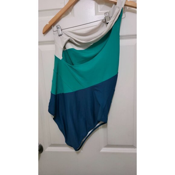 Summersalt Womens Colorblock One-Shoulder Swimsuit Size 12 Recycled Materials Te - Picture 3 of 5